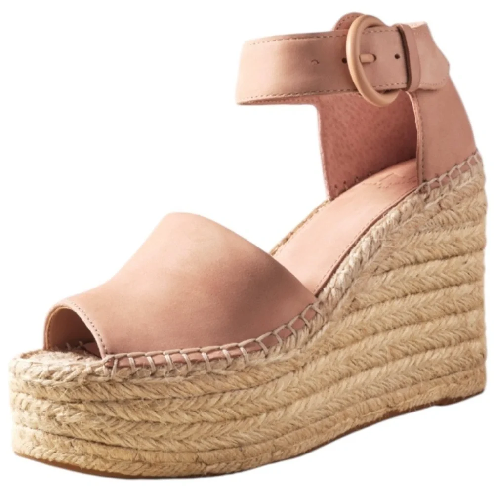 Marc Fisher Alida Suede Leather Espadrille Sandal Ankle Strap Sz 11 l Pink